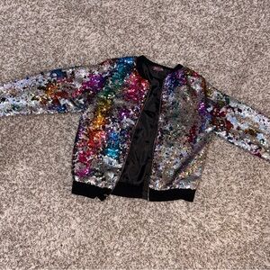 Nickelodeon JoJo Siwa Sequin Bomber Jacket Girls XL 14/16 Rainbow Party
